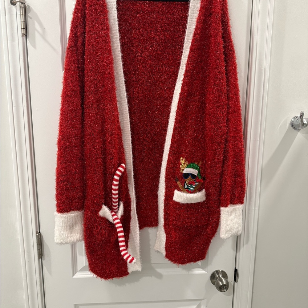 United States Sweaters Red and White Cardigan